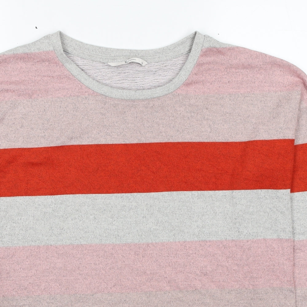 TU Womens Multicoloured Scoop Neck Striped Polyester Pullover Jumper Size 12