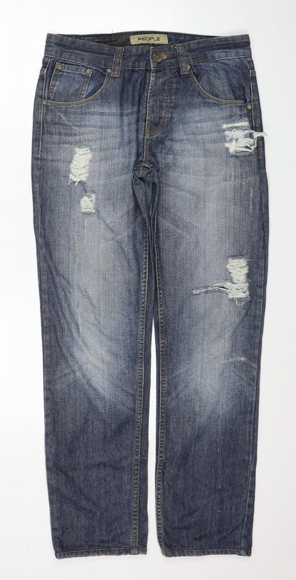 Mens UK Size 32 in People Regular Fit Straight Blue Jeans