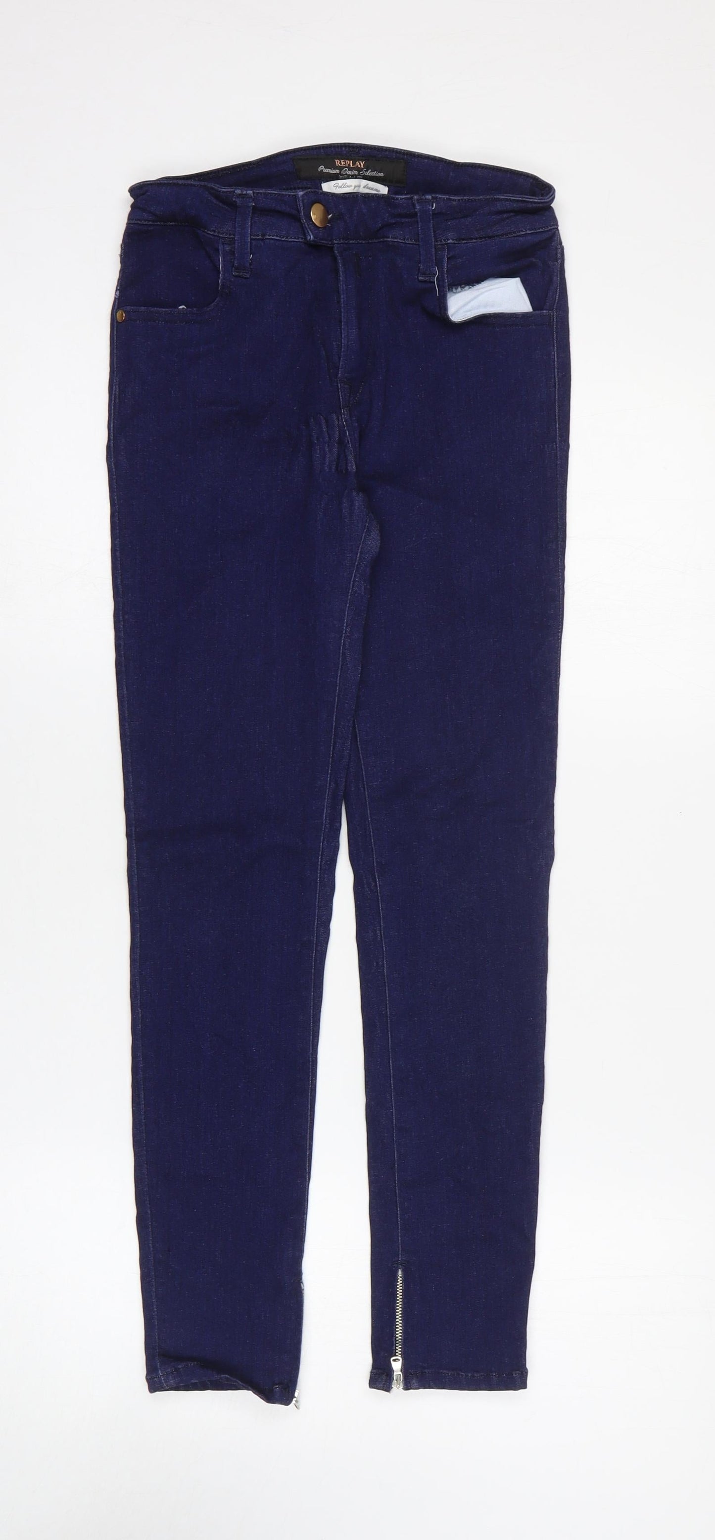 Replay Womens Blue Cotton Skinny Jeans Size 27 in L26 in Regular Zip