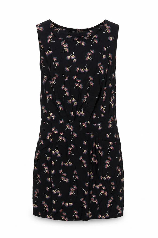 Love Label Womens Black Floral Viscose Tank Dress Size 8 Round Neck Pullover
