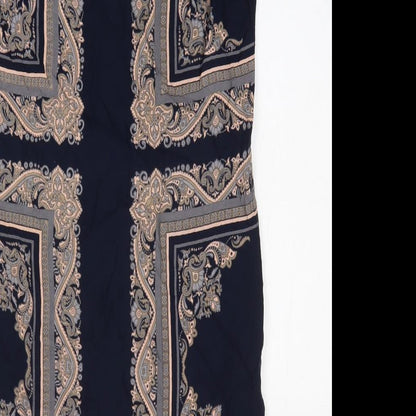 Monsoon Womens Black Geometric Polyester Tank Dress Size 12 Round Neck Zip