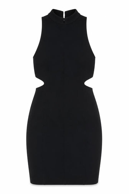 Topshop Womens Black Polyester Bodycon Size 6 Mock Neck Pullover