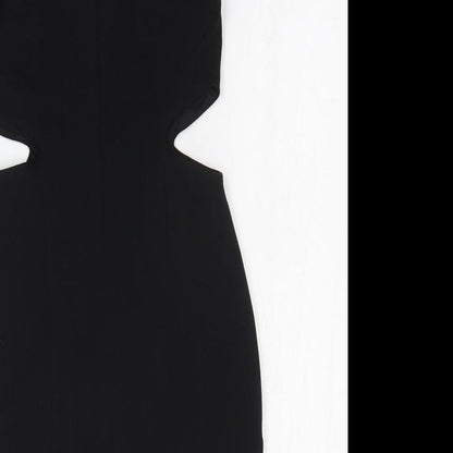 Topshop Womens Black Polyester Bodycon Size 6 Mock Neck Pullover