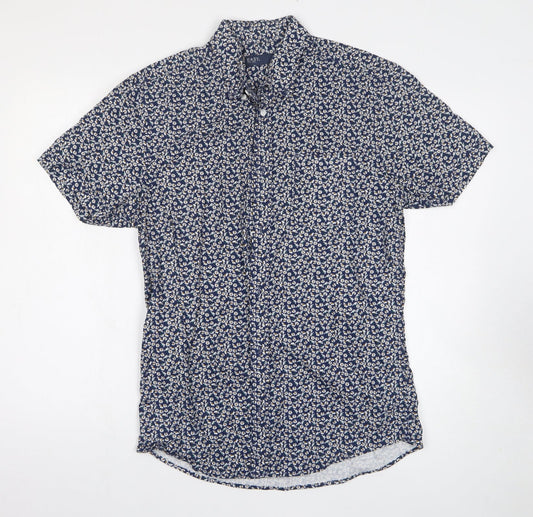 Mens UK Size S Easy Blue  Button-Up Short Sleeve Casual Shirt