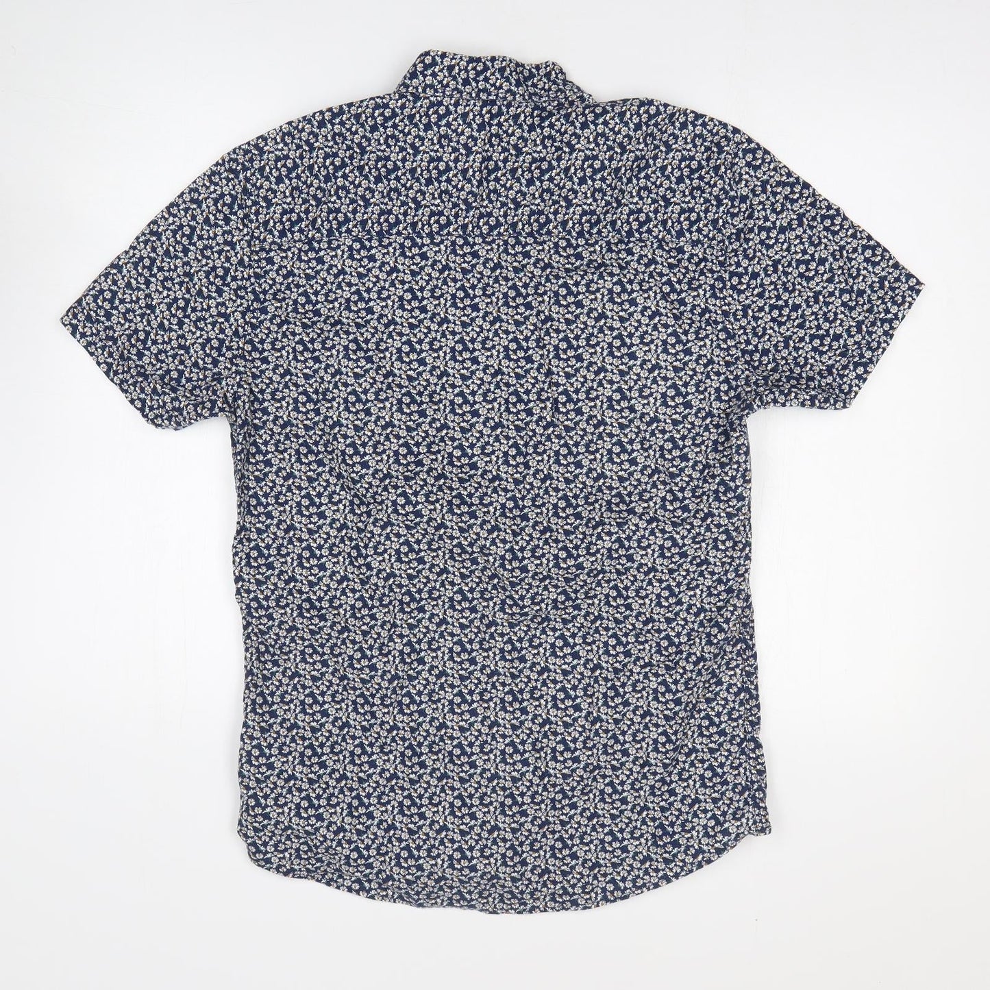 Mens UK Size S Easy Blue  Button-Up Short Sleeve Casual Shirt