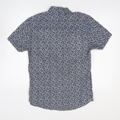 Mens UK Size S Easy Blue  Button-Up Short Sleeve Casual Shirt