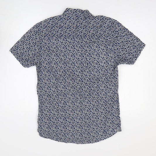 Mens UK Size S Easy Blue  Button-Up Short Sleeve Casual Shirt