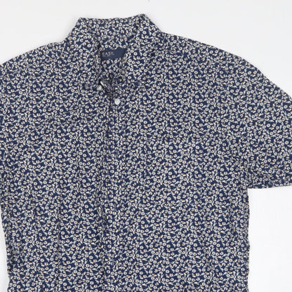 Mens UK Size S Easy Blue  Button-Up Short Sleeve Casual Shirt