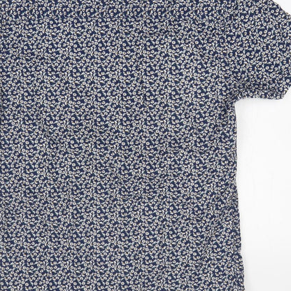 Mens UK Size S Easy Blue  Button-Up Short Sleeve Casual Shirt