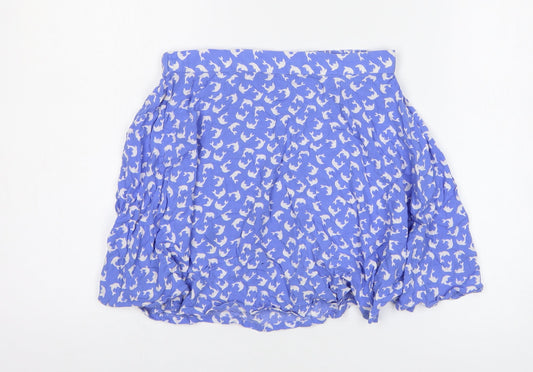 Monki Womens Blue Geometric Viscose Flare Skirt Size XS - Dolphin Pattern