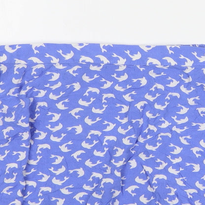 Monki Womens Blue Geometric Viscose Flare Skirt Size XS - Dolphin Pattern