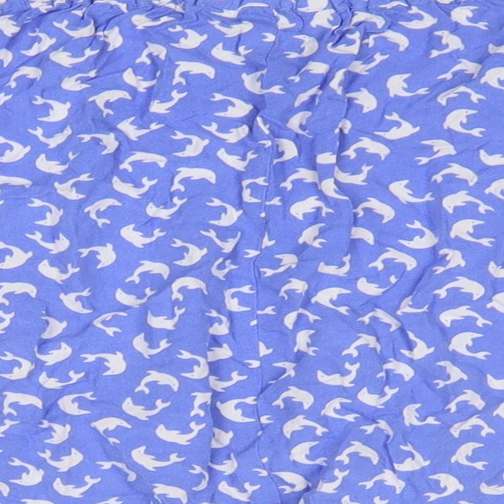 Monki Womens Blue Geometric Viscose Flare Skirt Size XS - Dolphin Pattern