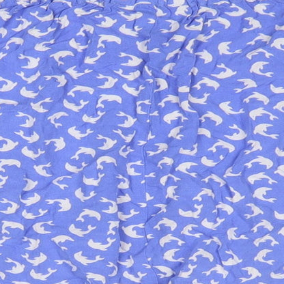 Monki Womens Blue Geometric Viscose Flare Skirt Size XS - Dolphin Pattern