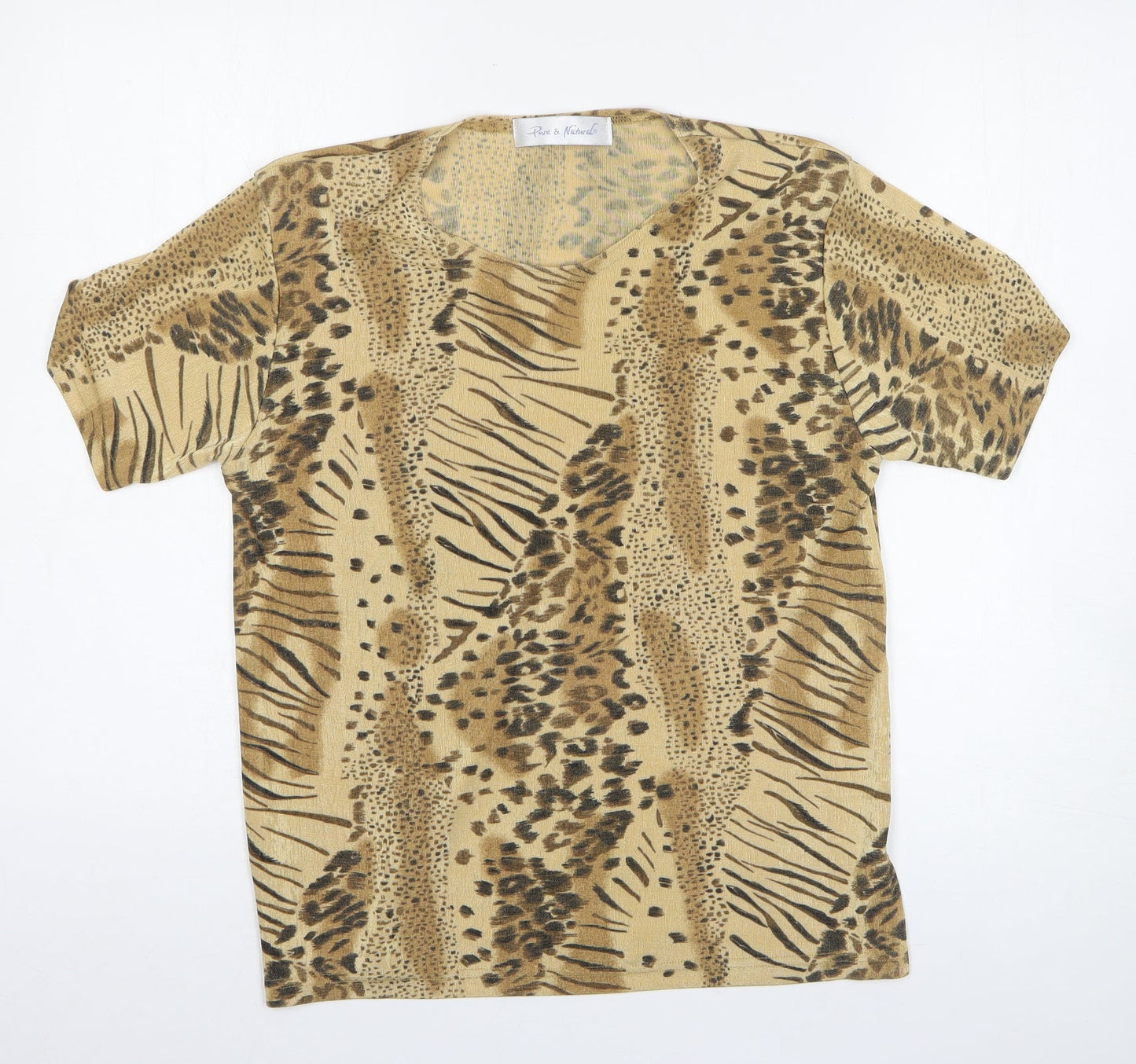Womens UK Size 10 Pure & Natural Brown Basic T-Shirt