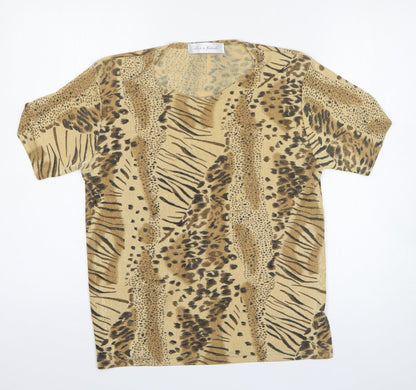 Womens UK Size 10 Pure & Natural Brown Basic T-Shirt