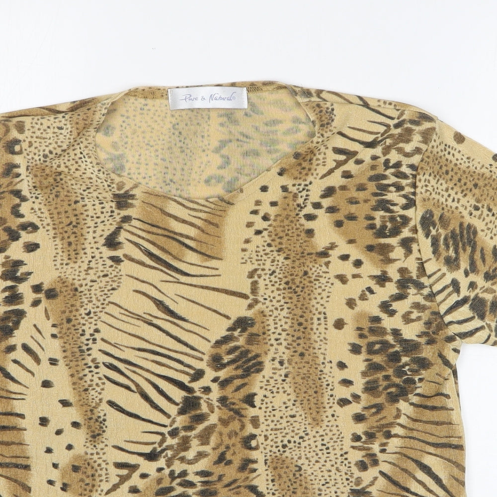 Womens UK Size 10 Pure & Natural Brown Basic T-Shirt