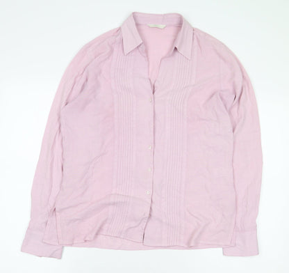 Womens UK Size 12 Marks and Spencer Pink Basic Button-Up