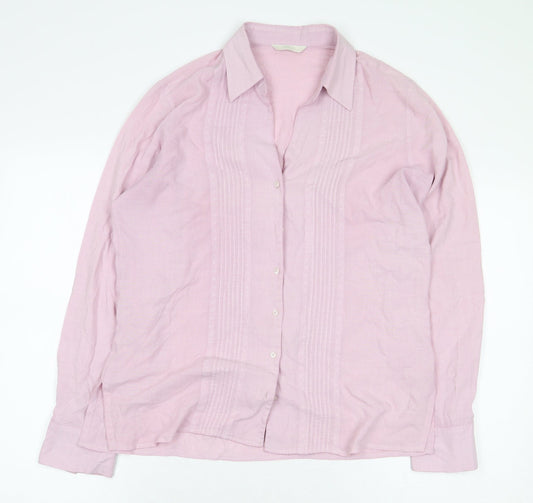 Womens UK Size 12 Marks and Spencer Pink Basic Button-Up