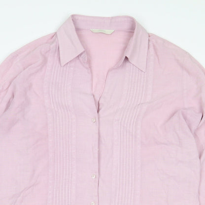 Womens UK Size 12 Marks and Spencer Pink Basic Button-Up