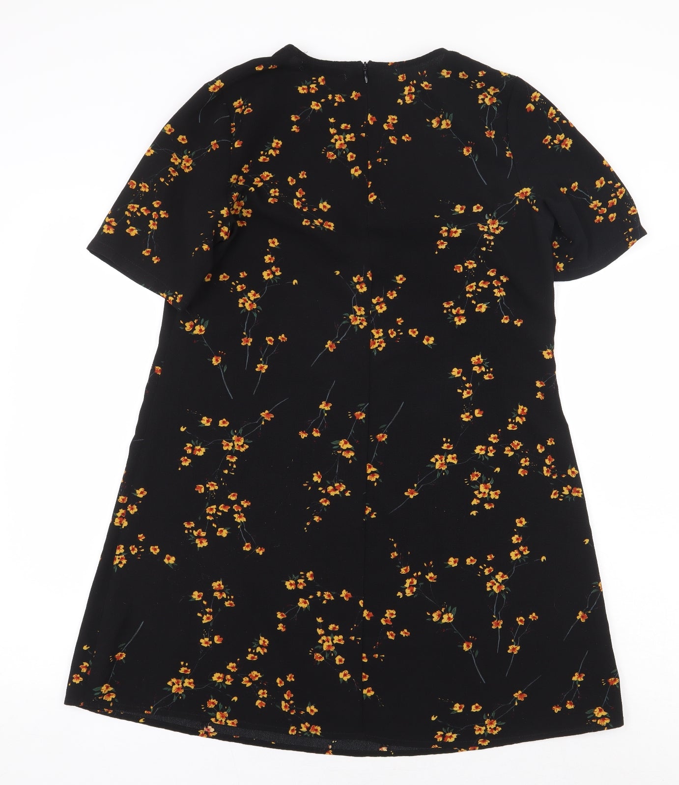 Glamorous Womens Black Floral Polyester Basic Blouse Size 10 Boat Neck