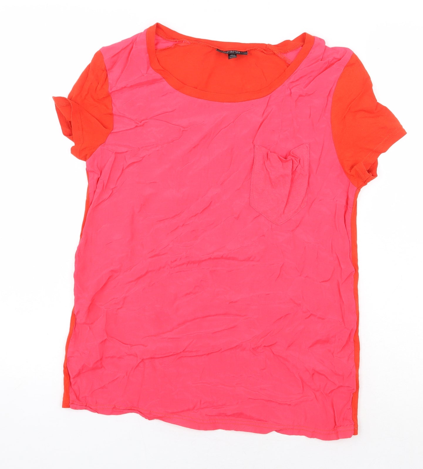 Womens UK Size 8 Topshop Red Basic T-Shirt