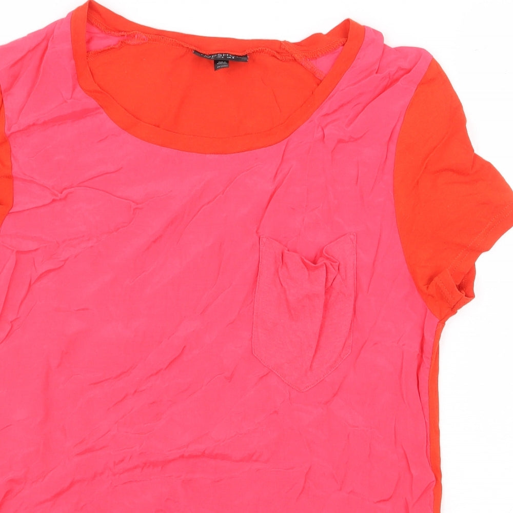 Womens UK Size 8 Topshop Red Basic T-Shirt
