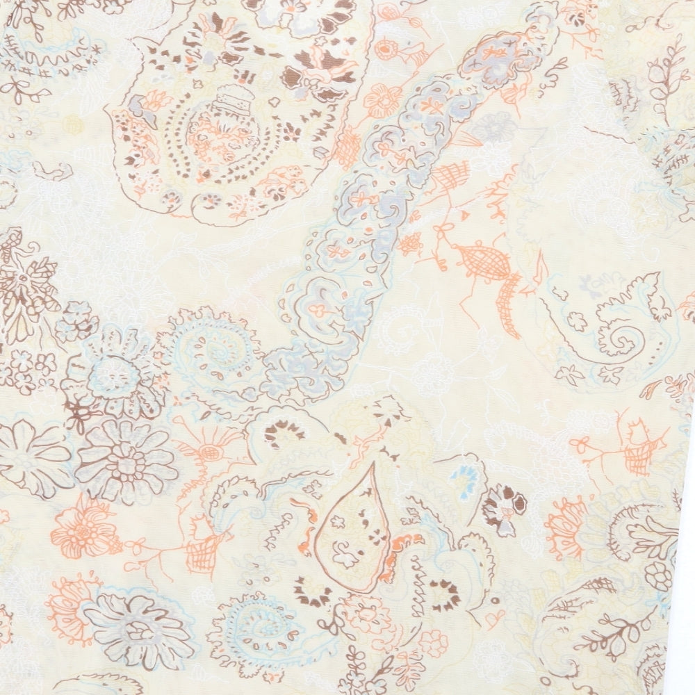 Maliella Gelli Womens Beige Floral Polyester Basic Blouse Size 14 V-Neck - Size 14/16