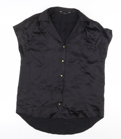 NEXT Womens Black Viscose Basic Button-Up Size 6 Collared