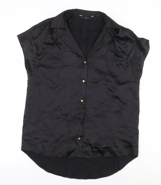NEXT Womens Black Viscose Basic Button-Up Size 6 Collared