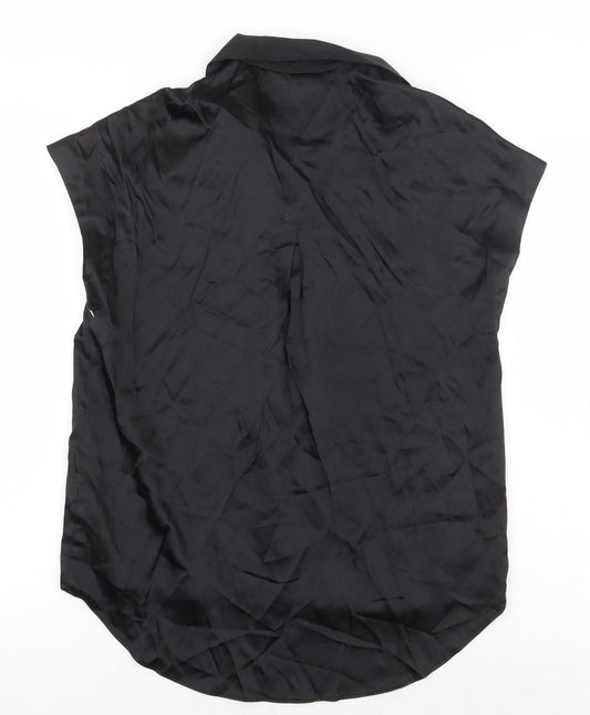 NEXT Womens Black Viscose Basic Button-Up Size 6 Collared