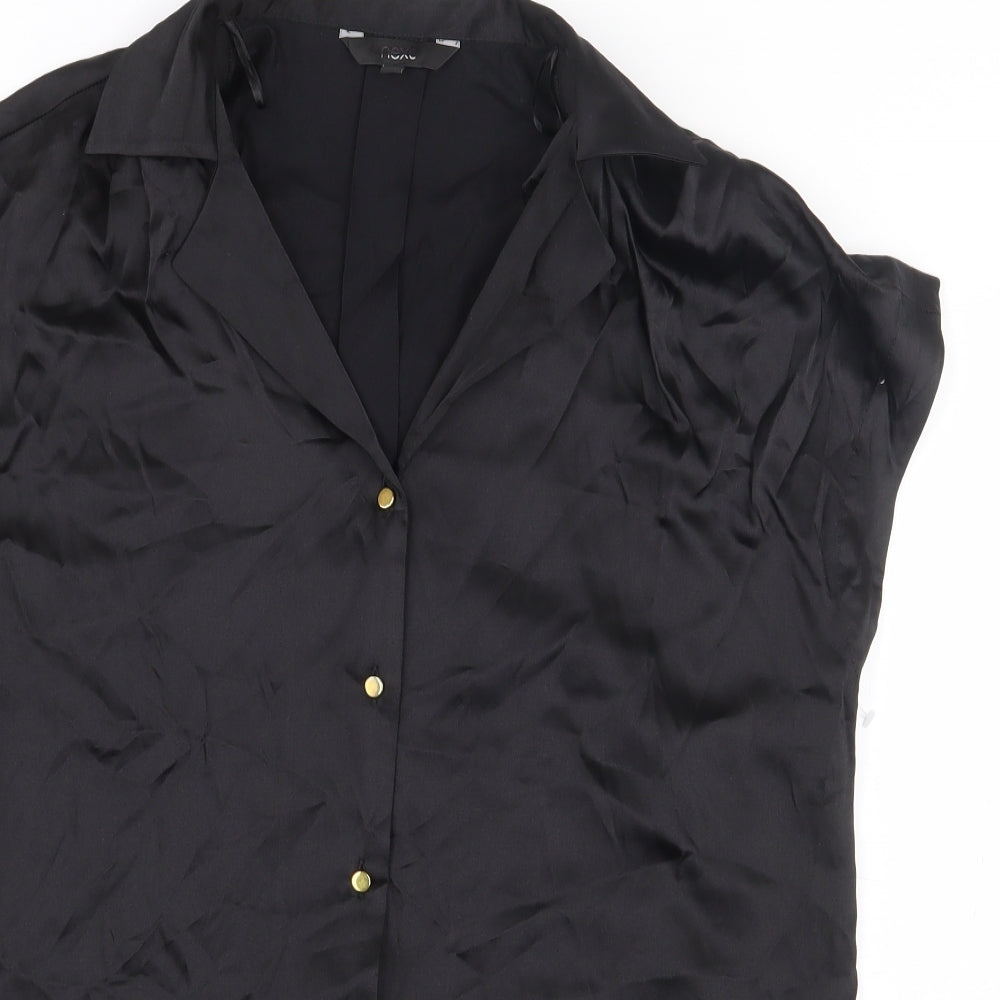 NEXT Womens Black Viscose Basic Button-Up Size 6 Collared