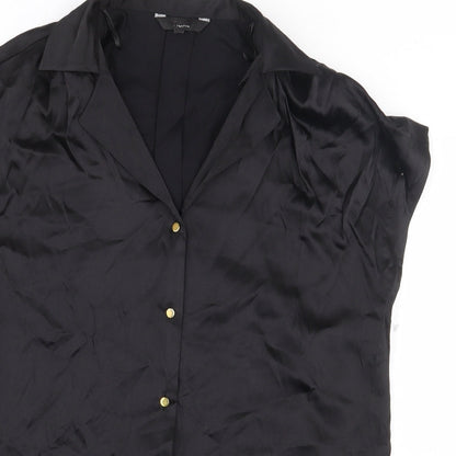 NEXT Womens Black Viscose Basic Button-Up Size 6 Collared