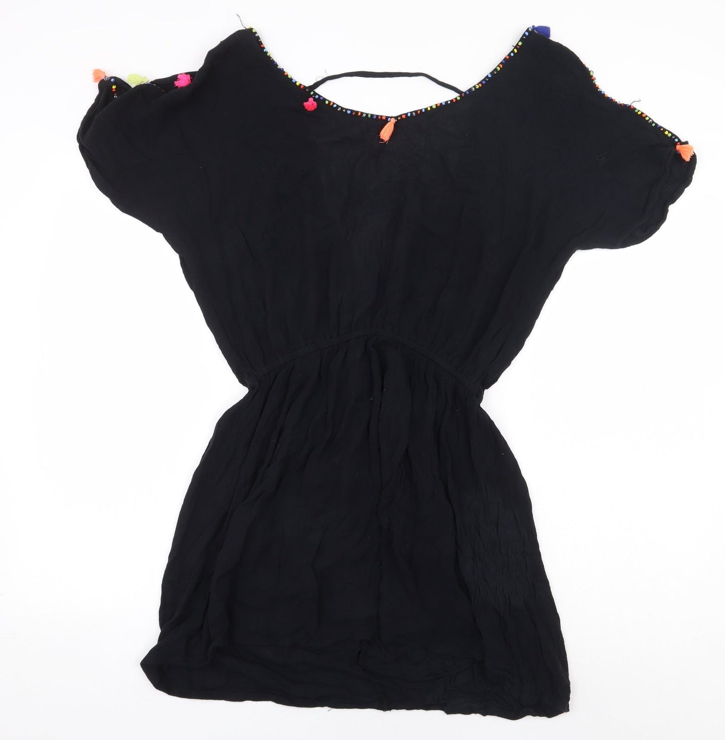 Papaya Womens Black Viscose A-Line Size S V-Neck Pullover