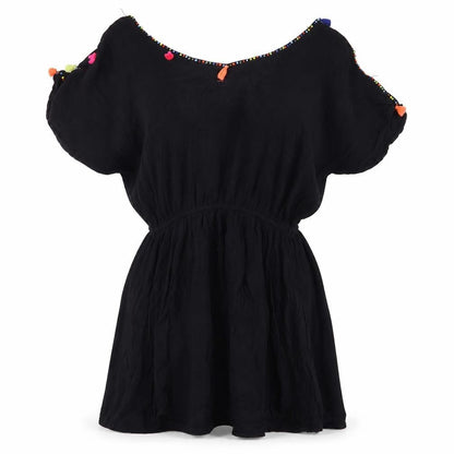 Papaya Womens Black Viscose A-Line Size S V-Neck Pullover