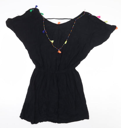Papaya Womens Black Viscose A-Line Size S V-Neck Pullover