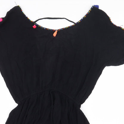 Papaya Womens Black Viscose A-Line Size S V-Neck Pullover