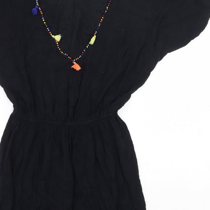 Papaya Womens Black Viscose A-Line Size S V-Neck Pullover
