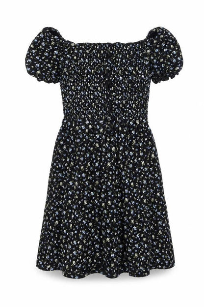 Quiz Womens Black Floral Viscose A-Line Size 10 Off the Shoulder Pullover