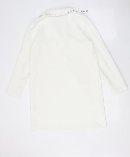 Zara Womens White Polyester A-Line Size XS Round Neck Pullover