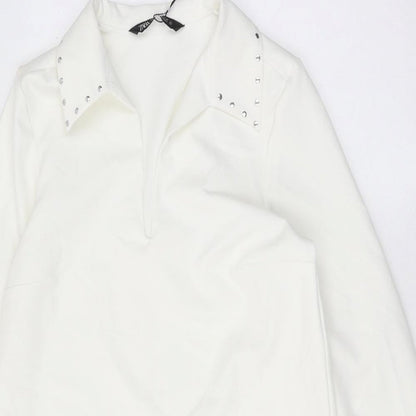 Zara Womens White Polyester A-Line Size XS Round Neck Pullover
