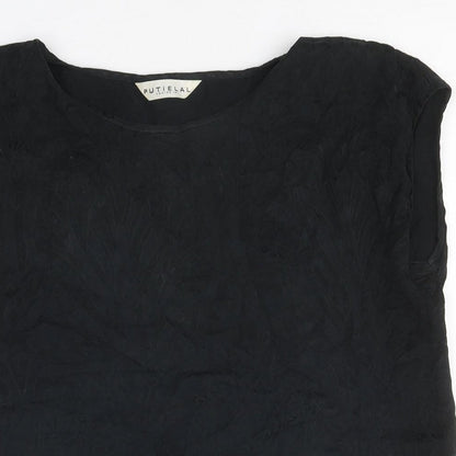 Putielal Womens Black Polyester Basic T-Shirt Size M Round Neck