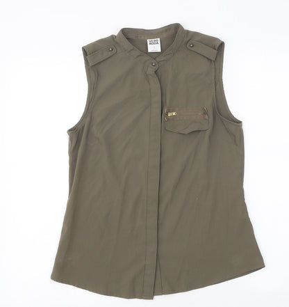 Womens UK Size S VERO MODA Green Basic Button-Up