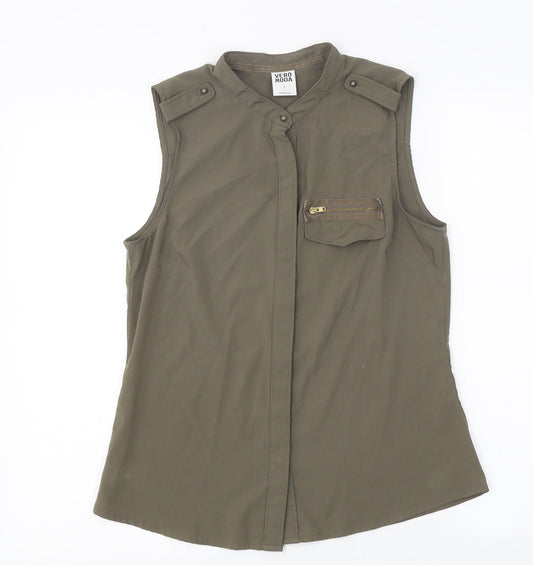 Womens UK Size S VERO MODA Green Basic Button-Up