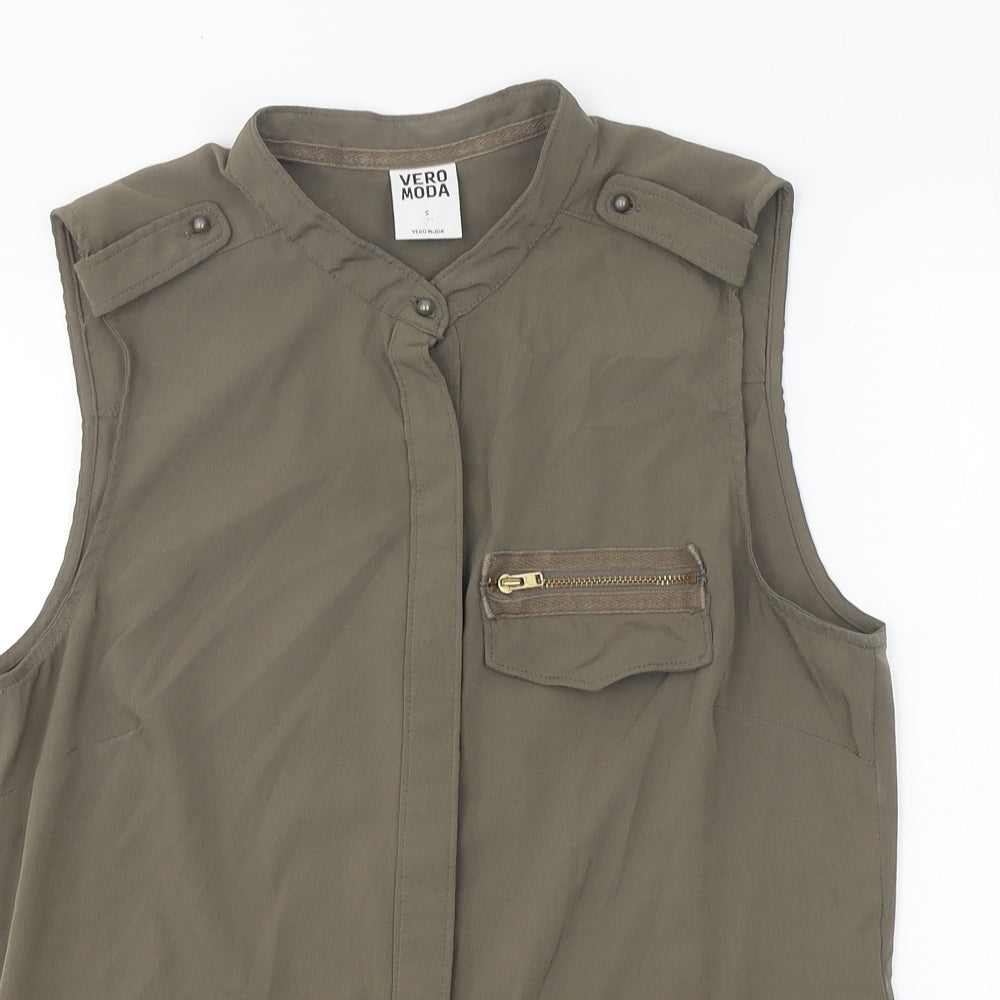 Womens UK Size S VERO MODA Green Basic Button-Up