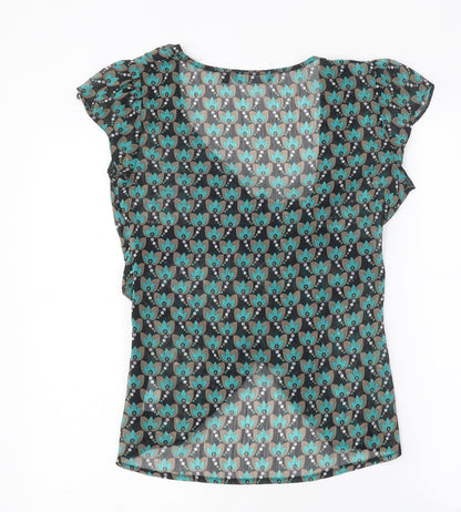 Womens UK Size 8 Debenhams Black Basic Blouse