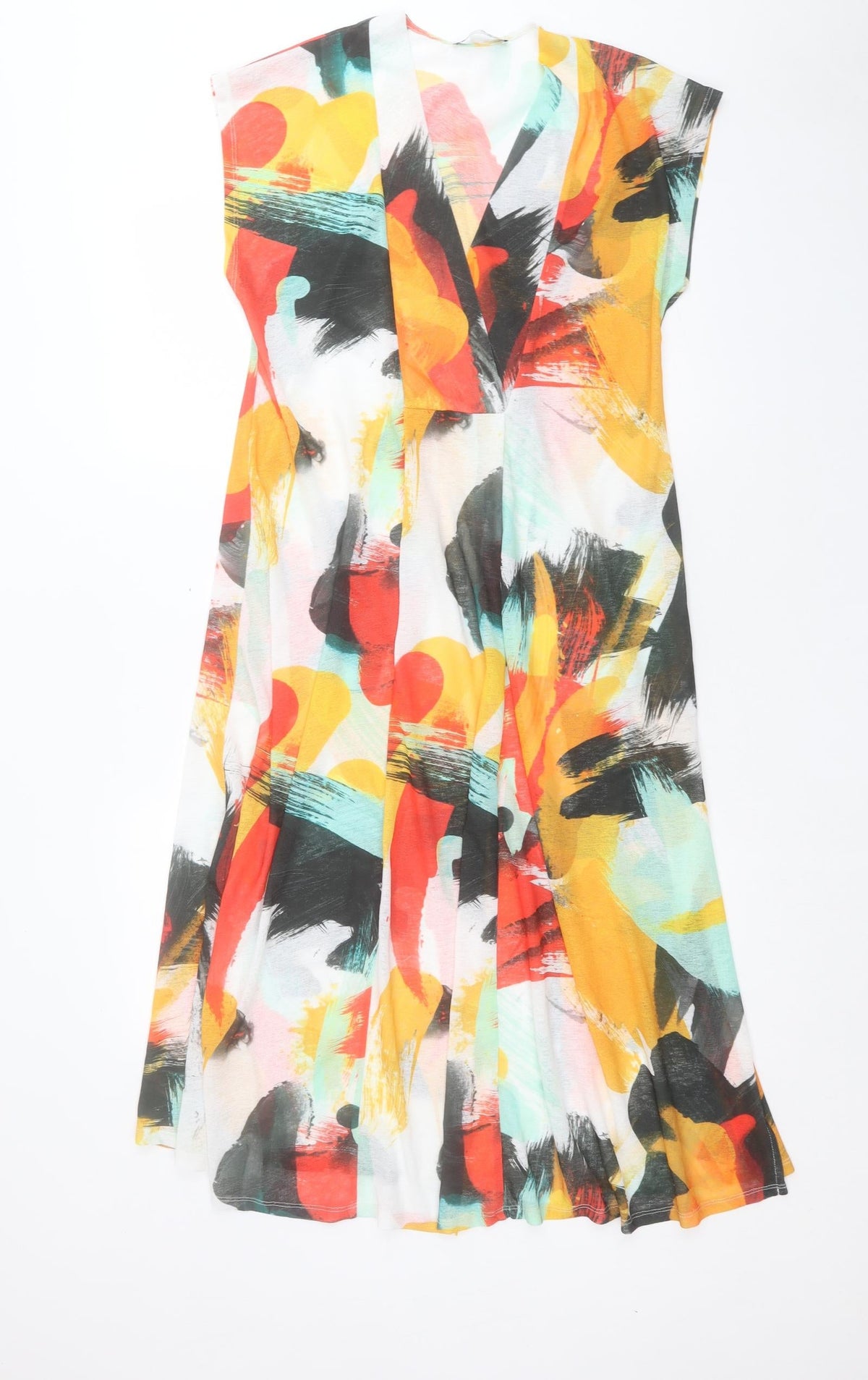 Zara Womens Multicoloured Geometric Polyester A-Line Size S Snap