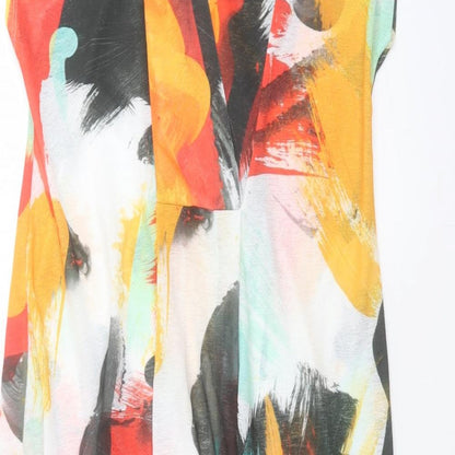 Zara Womens Multicoloured Geometric Polyester A-Line Size S Snap