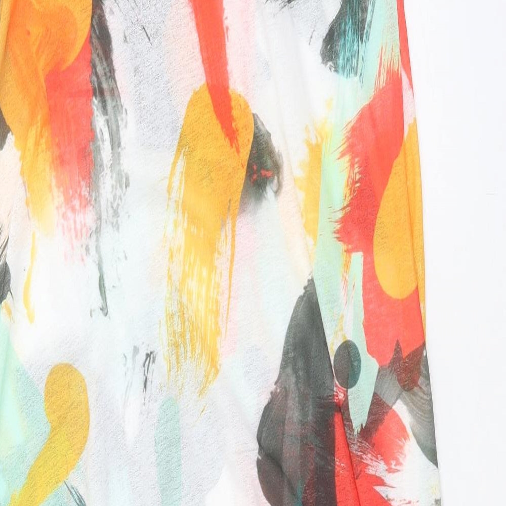 Zara Womens Multicoloured Geometric Polyester A-Line Size S Snap