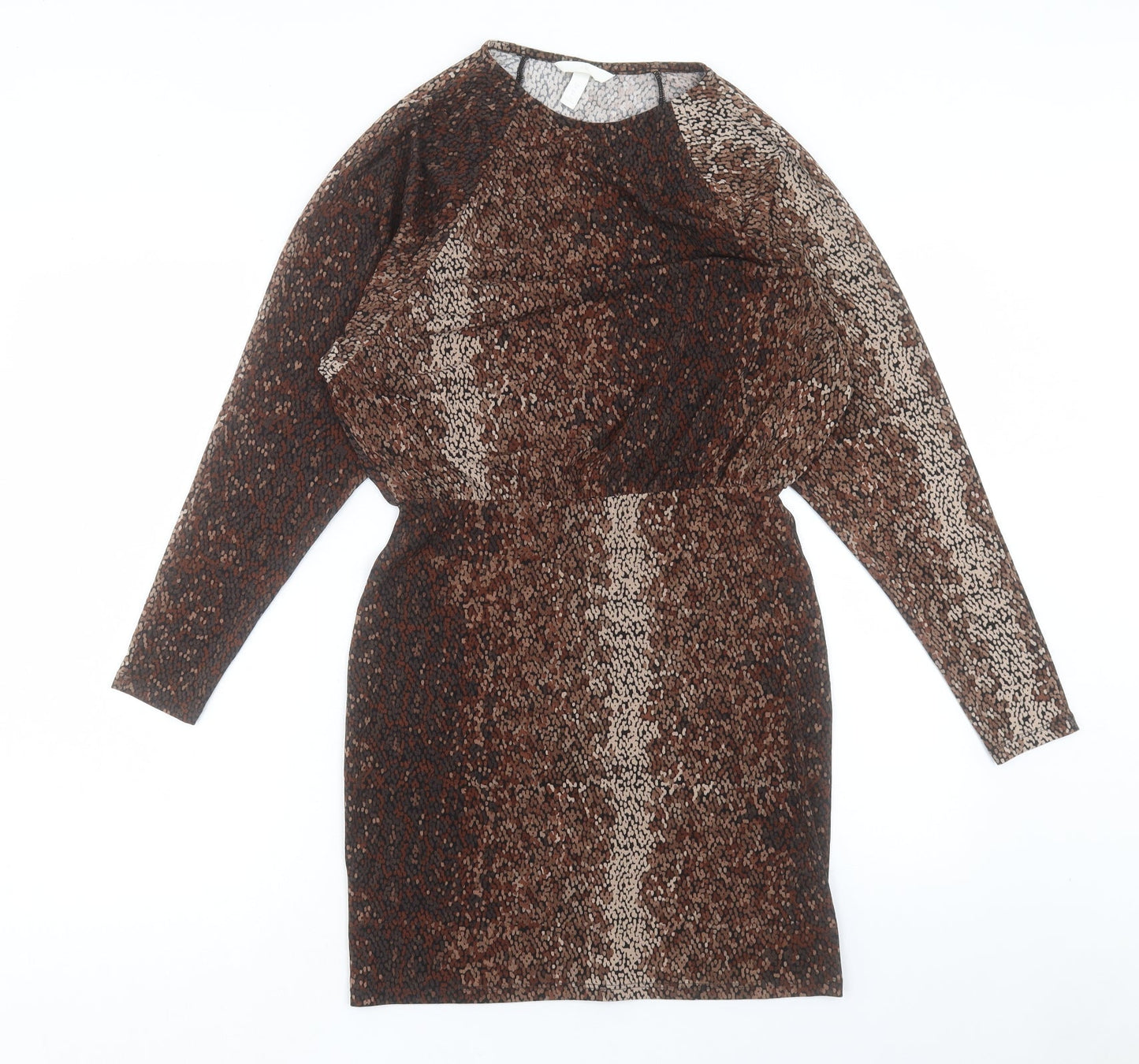 H&M Womens Black Geometric Viscose A-Line Size M Crew Neck Pullover