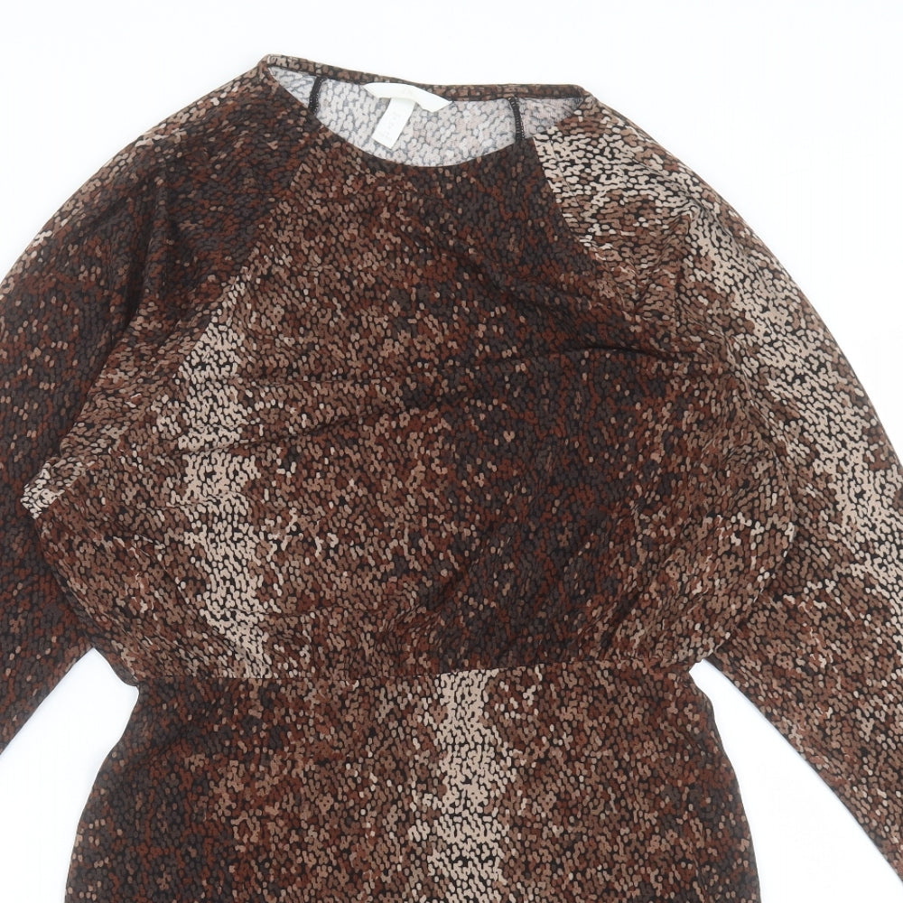 H&M Womens Black Geometric Viscose A-Line Size M Crew Neck Pullover